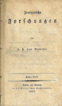 Rumohr 1827, Titelblatt.